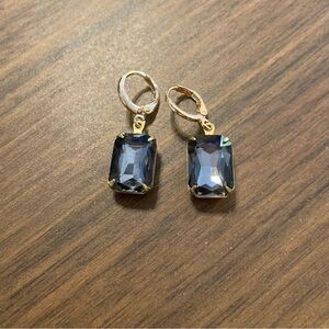 Large retractable Black Diamond crystal drop earrings NEW